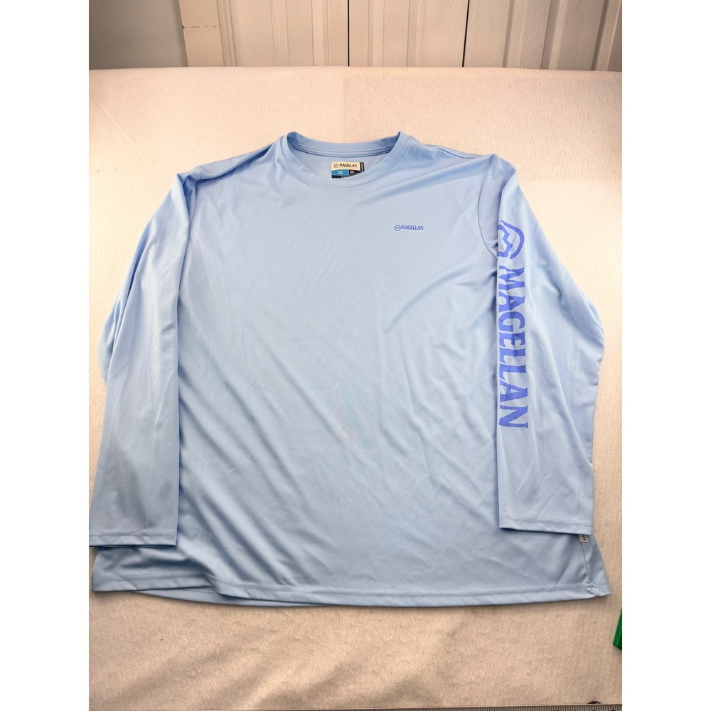 Magellan Outdoors Fish Gear Mens 3XL Blue Long Sleeve Fishing Shirt Classic Fit